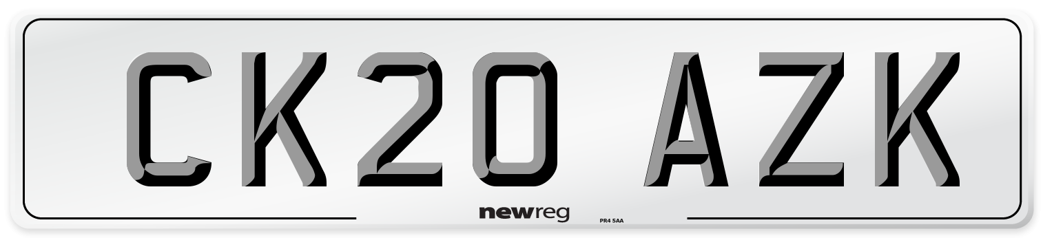 CK20 AZK Number Plate from New Reg